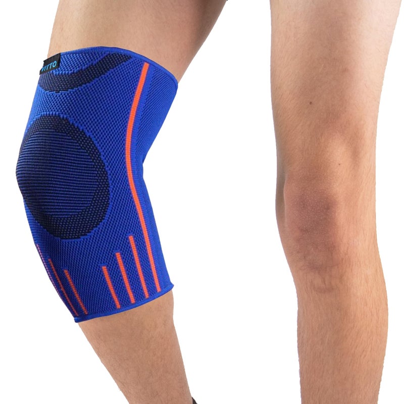 VITTO Knee Support Kids - Osgood Schlatter Knee Support Kids, Child Knee Brace for Boys and Girls from 4-14 years old (M, Blue)